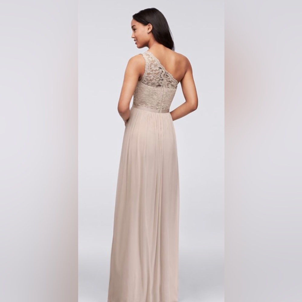 David’s Bridal one shoulder corded lace mesh dress - Picture 2 of 3